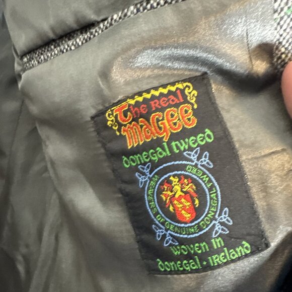 Magee Donegal Tweed Sport Coat Men 42 Gray Herringbone Irish Wool Blazer - Picture 5 of 7